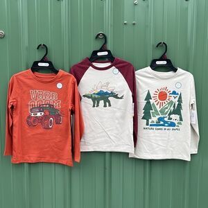 Boys Raglan & Graphic Tee with Long Sleeves 3-Pack Size 7